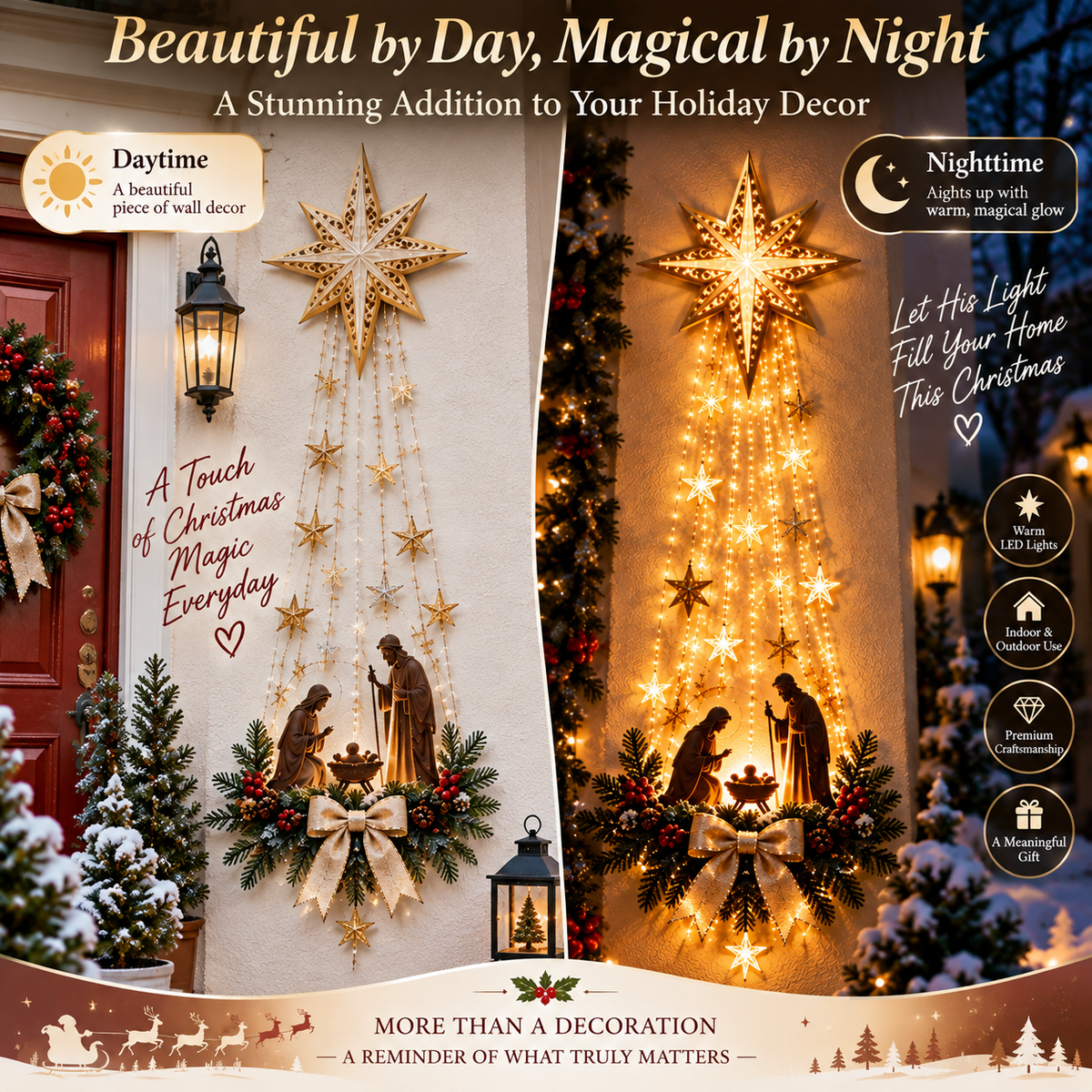 ✨Last Day 49% OFF✨✝️ Bethlehem Star – Lighted Nativity Wall Decor