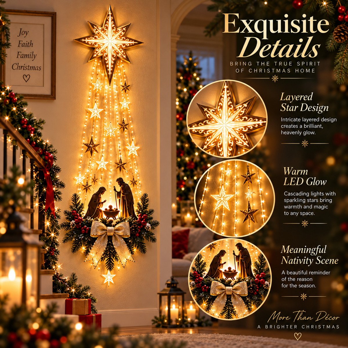✨Last Day 49% OFF✨✝️ Bethlehem Star – Lighted Nativity Wall Decor