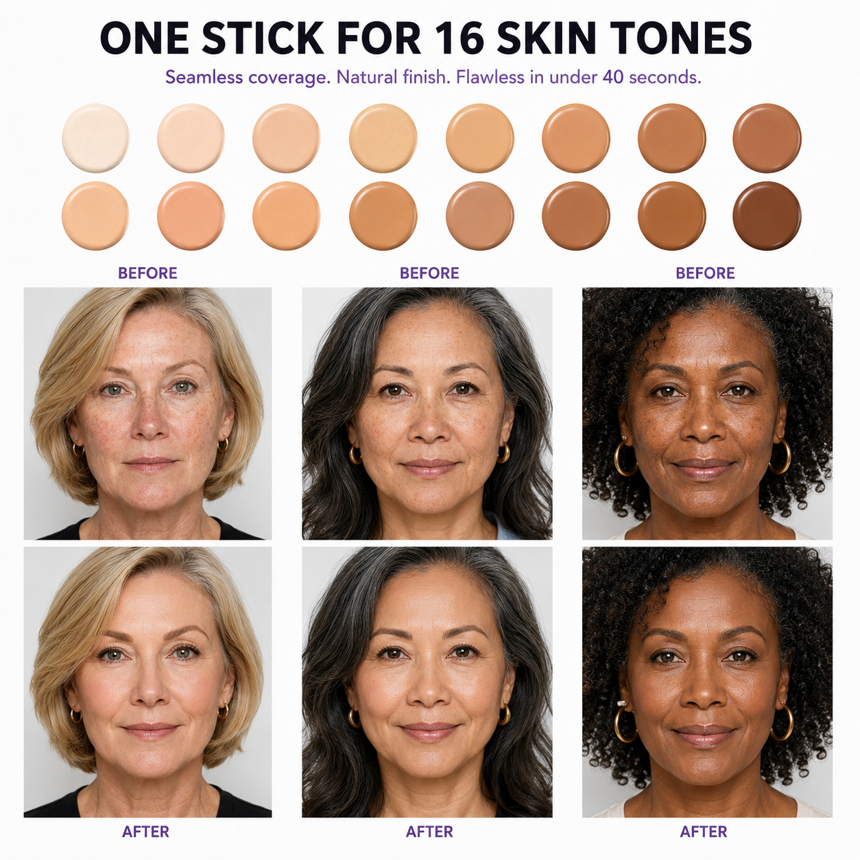 Foundation shade blending into skin
