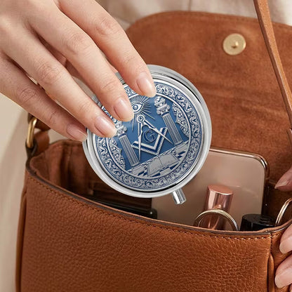 Masonic Pocket Pill Box - Freemason Gifts For Men - Square & Compasses Keepsake Case